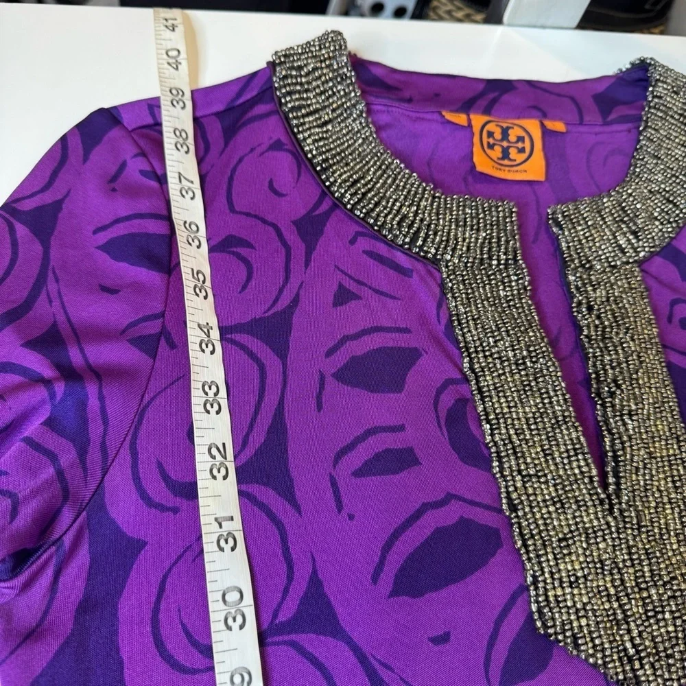 Vintage Tori Burch purple beaded dress size small